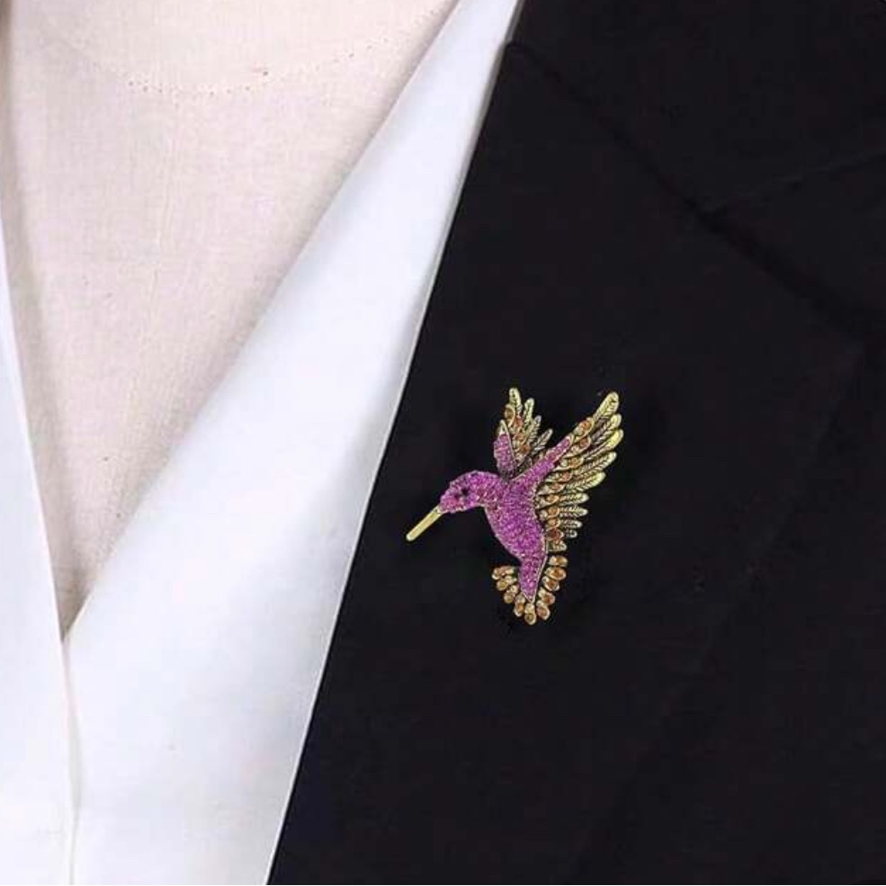 Hummingbird Rhinestone Brooch